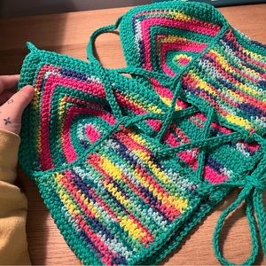 Hand crocheted Lace up Crop Top